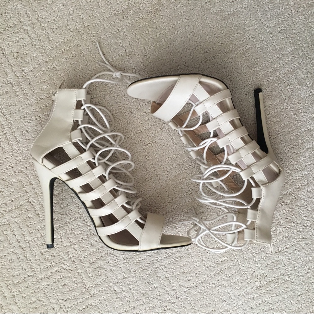 Nude Strappy High Heel Sandals